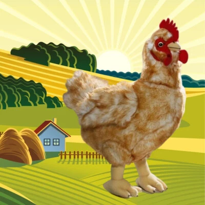 Plüschhuhn✴lebensechtes Kuscheltier✴Plüschtier Stoff Gockelhahn Plüschhenne 35cm - Bild 1 von 2