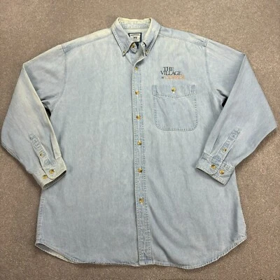 Lee Denim Shirt Adult Large Blue Western Cowboy USA Rodeo Retro 90s Mens - Image 1 of 4