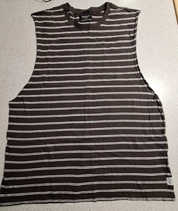 Mens Industrie Singlet Tank Cotton Brown and White Size 2XL - Picture 1 of 8