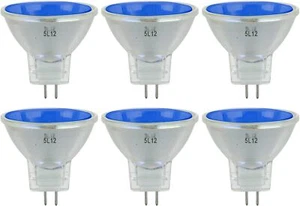 6Pack MR11 Blue Light Bulb, GU4 Mini Reflector w/ Cover Glass, 20W, 10° - Picture 1 of 5