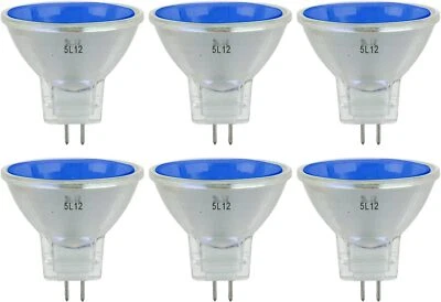 6Pack MR11 Blue Light Bulb, GU4 Mini Reflector w/ Cover Glass, 20W, 10° - Image 1 of 4