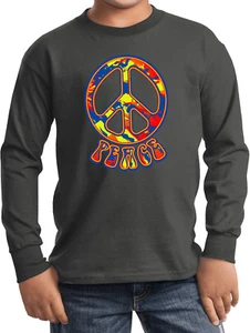 Buy Cool Shirts Kids Peace T-shirt Funky 70's Peace Sign Long Sleeve - Picture 1 of 12