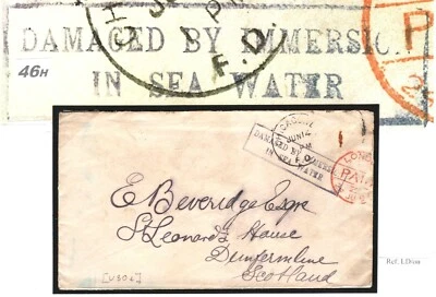 USA TRANSATLANTIC SHIP-WRECK Cover *DAMAGED BY WATER* Explanatory 1899 Scots 46h - Image 1 of 4
