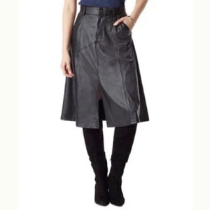 Sam Edelman A Line Skirt Clover Paneled Slit-Front XS Black Faux Leather - Picture 1 of 10