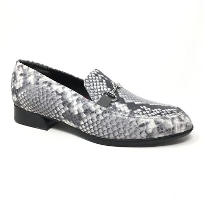 Munro Harrison III Horsebit Mocasines Zapatos Planos Mujer Talla 8 W Ancho Gris Serpiente Foto 1 de 4