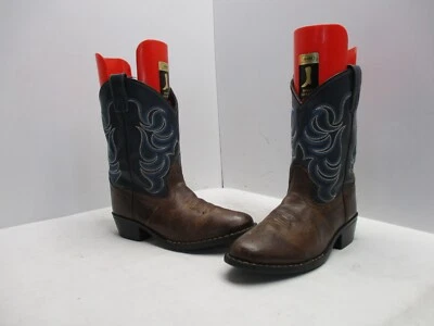Botas de caubói Cody James couro marrom azul juvenil tamanho 3 D estilo 41477C - Imagem 1 de 4