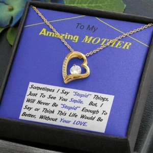 Forever Love Necklace, Mom Gift, Mother, Custom Message Card, Birthday, Christma - Picture 1 of 14