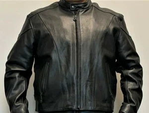 River Road Street Cruiser Racer Black Leather Biker Jacket Size Small - Picture 1 of 8