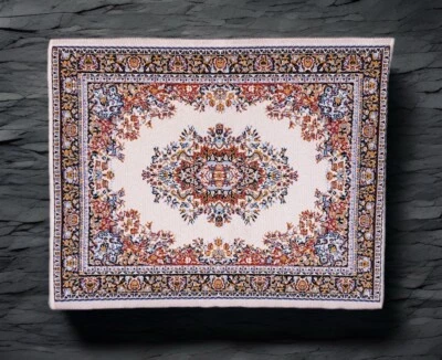 Vintage Artisan Oriental Style Rug Beige & Brown Dollhouse Miniature 1:12 - Image 1 of 4