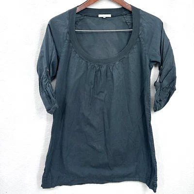 James Perse Tunic Blouse Top Womens 2 Med Roll Tab Long Minimalist READ DETAIL - Image 1 of 4