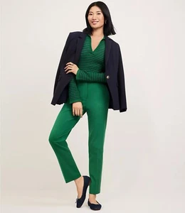 NWT Ann Taylor LOFT Button Pocket Riviera Slim Pants Sz 0 Forest Emerald Green - Picture 1 of 2