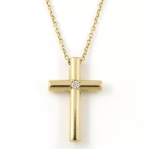 Tiffany & Co. Halskette Kreuz 1 Punkt Diamant 750(18K) Gelbgold - Bild 1 von 9