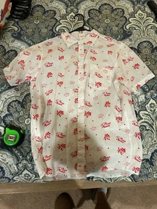 Disney Toy Story 4 Pizza Planet Hawaiian shirt size ADULT Large Button Down - Picture 1 of 5