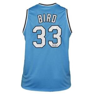 Larry Bird Signed Indiana State College Blue Basketball Jersey (JSA)