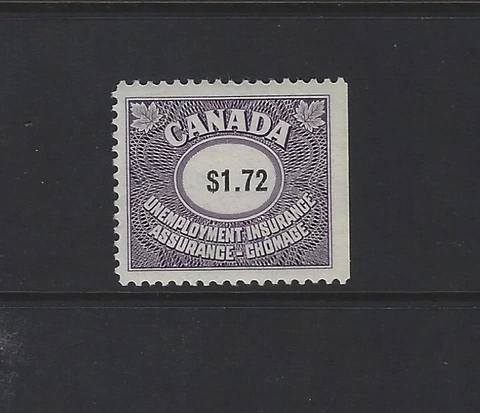 CANADA REVENUE - #FU81 - $1.72 UNEMPLOYMENT INSURANCE MINT STAMP MNH Cover