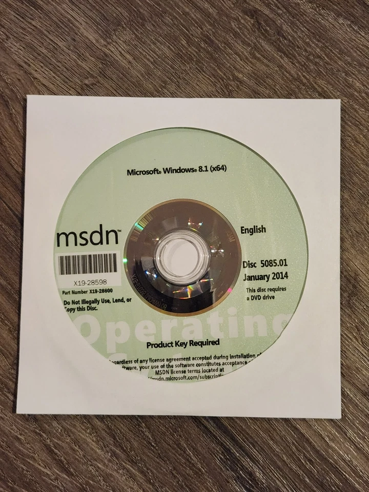 Microsoft Windows 8.1 (x64) MSDN DVD Disc English X19-28600 DISC 5085.01 - Image 1 of 1
