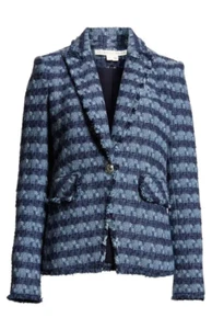 NEW VERONICA BEARD Cutaway Tweed Dickey Jacket BLUE MULTI 246810 - Picture 1 of 3