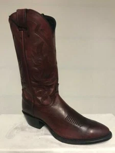 NEW JUSTIN MENS BLACK CHERRY LEATHER WESTERN DRESS BOOT 9 D  (M) STYLE # 9204 - Picture 1 of 9