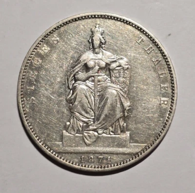 1871 Prussia Sieges Thaler Cleaned - Image 1 of 2