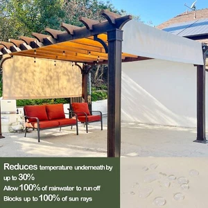 Universal Replacement Waterproof Pergola Shade Cover Canopy w/ Rod Pocket 6Color - Picture 1 of 47