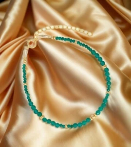 A++ Green Onyx Faceted Round Gemstone 3MM Tiny Gold Filled Beaded Bracelet 6-8" - Picture 1 of 9