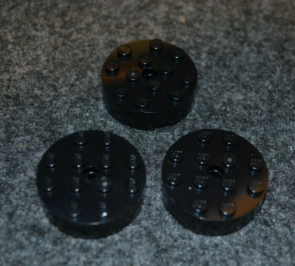 (3) 4x4 tijolos redondos pretos ~ Lego ~ NOVO castelo - Imagem 1 de 1