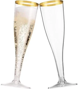 Yitobici Sektgläser Plastik mit Goldglitter 18 Stück "transparent" 2.3711 - Bild 1 von 1