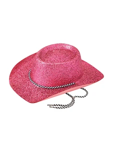 Sombrero de Vaquero Rosa Brillante Damas Gallina Noche Fiesta Sombrero Vaquera Vestido Elegante - Imagen 1 de 1