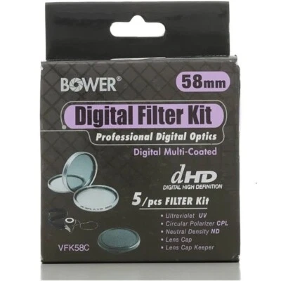 Bower  58mm Digital 5 Pcs Filter Kit with ND4/circular polarizer/UV filters.58mm - Image 1 of 3