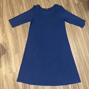 Eileen Fisher Rayon Medium Navy Kleid Made In USA Viertellange Ärmel - Bild 1 von 8