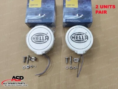 Pair Universal Hella Comet 500 Driving Lamp White Spot Light + Cover & Bulb - Image 1 of 4