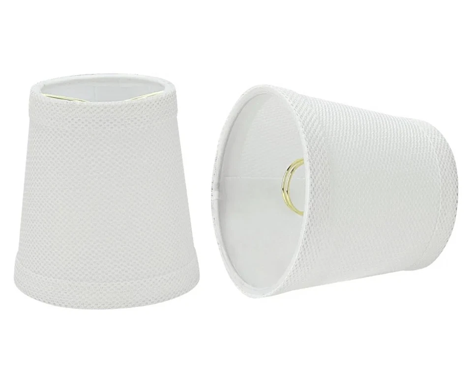 Aspen Creative 32718-2A Empire Clip-On Lamp Shade White 3" Top Set Of 2 P225TJ - Image 1 of 4
