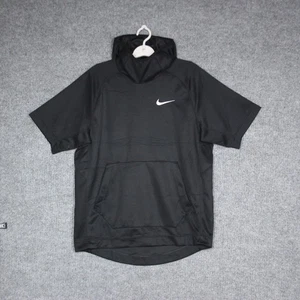 Nike Dri Fit Herren Kurzarm Hoodie Schwarz Pullover Sport Oberteil Training - Bild 1 von 5