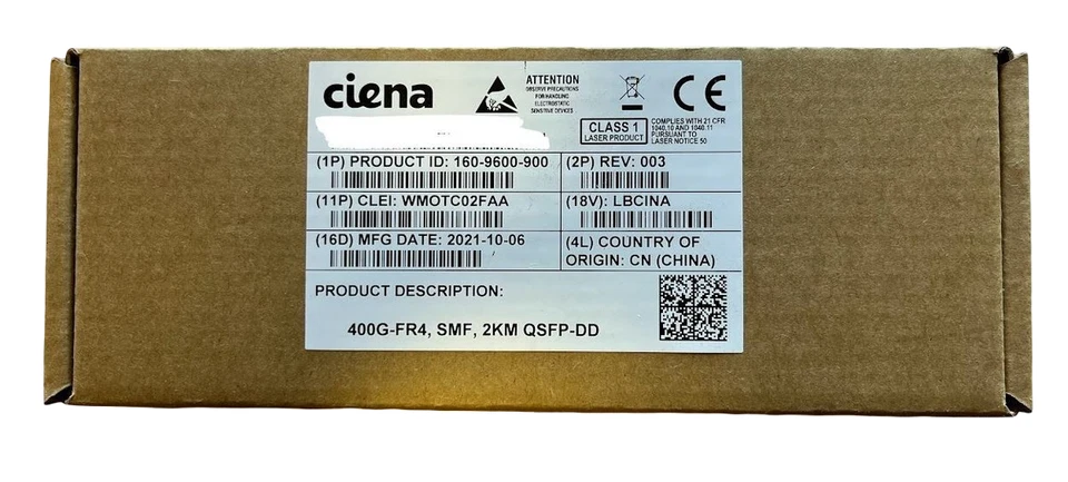 Brand New Ciena 160-9600-900 QSFP-DD 400G-FR4 2km SMF Optical Module - Image 1 of 1