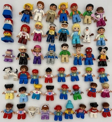 Bulk Lot 50 Lego Duplo Assorted Figures People Mom Dad Kids Police Disney Marvel - Image 1 of 4