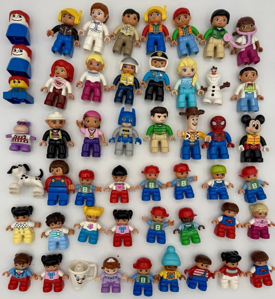 Bulk Lot 50 Lego Duplo Assorted Figures People Mom Dad Kids Police Disney Marvel - Image 1 of 4