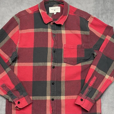 Camisa estilo flanela xadrez Pac Sun diversão moderna vermelha e preta tamanho grande - Imagem 1 de 4