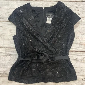 Alex Evenings top paillettes nero donna ricamato cravatta taglia XL - Foto 1 di 8