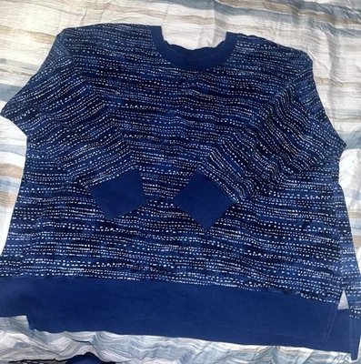 Suéter LuLaRoe Hannah Cuello Redondo 3XL Azul Con Diseño Blanco y Negro Foto 1 de 2