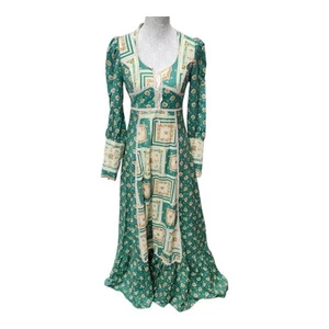 Vintage 70s Oops California Prairie Maxi Dress Patchwork Lace Boho Hippie S/M - Bild 1 von 12