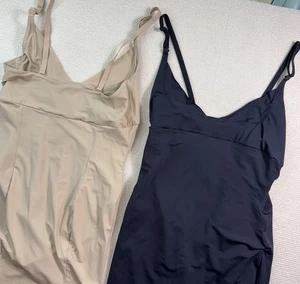 2-Maidenform Shapewear Slip Dress Tan/Black Bodysuit Stretch Multiway Strap XL - Picture 1 of 8