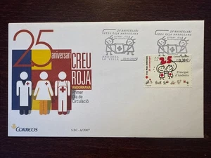 ANDORRA SPANISH FDC COVER 2007 YEAR RED CROSS HEALTH MEDICINE STAMPS - Picture 1 of 1
