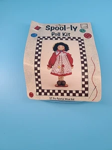 Spoolly Doll Kit 12" Pre-Painted Wood Doll Brown Hair Green Dress - Picture 1 of 4