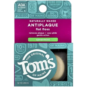 Tom's of Maine Natural Waxed Antiplaque Flat Floss, Spearmint, 32-Yards, Pack of - Picture 1 of 9