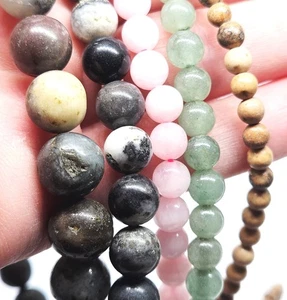 Mixed Gemstone Beads Jewellery Craft Stones 4mm to 12mm x5 Strands - Picture 1 of 14