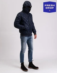 RRP €338 AI RIDERS Down Quilted Jacket IT52 US42 XL Blue Removable Goggle Hood - Picture 1 of 9