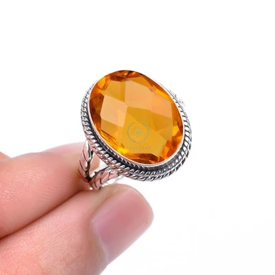 Citrine Gemstone 925 Sterling Silver Handmade Ring Jewelry All Size NS - Image 1 of 4