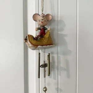 Vintage Emson Merry Mouse Windspiel Weihnachten Strumpf Deko 1976 Ornament - Bild 1 von 10