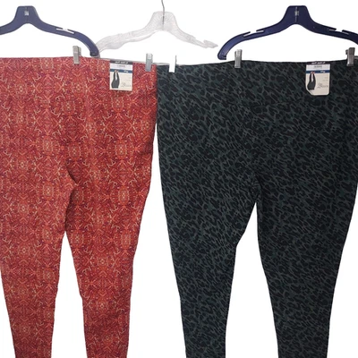 Terra Sky Pants Plus 4X (28W-30W) Leggings Lot of 2 Pair Animal Medallion Prints - Image 1 of 4