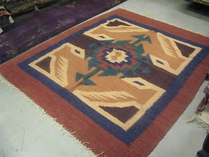 Tappeto kilim vintage fatto a mano in lana latinoamericano 6'-5" x 5'-5" - Foto 1 di 8